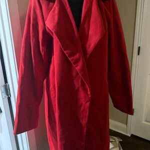 Fashion Nova Vibrant Red Wool-Blend Coat